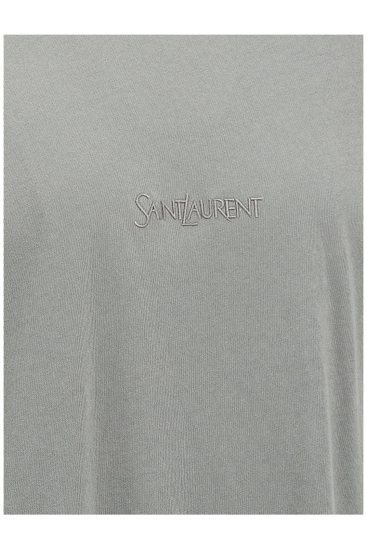Футболка з вишивкою логотипу Сіра SAINT LAURENT 818535YBHD21467 Футболка з вишивкою логотипу Сіра SAINT LAURENT 818535YBHD21467