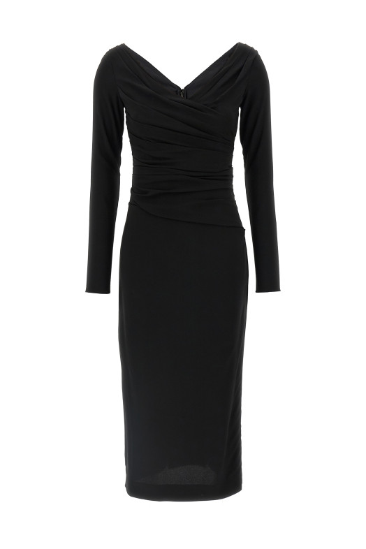 Сукня з драпіруванням Чорна DOLCE & GABBANA F6TMWTFURGGN0000 Сукня з драпіруванням Чорна DOLCE & GABBANA F6TMWTFURGGN0000