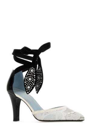 Two-tone lace and leather Foliefoliage pumps VALENTINO GARAVANI (6W0S0LT5HTZ) Two-tone lace and leather Foliefoliage pumps VALENTINO GARAVANI (6W0S0LT5HTZ)