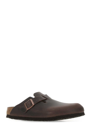 Коричневые тапочки Boston из нубука BIRKENSTOCK (860133) Коричневые тапочки Boston из нубука BIRKENSTOCK (860133)