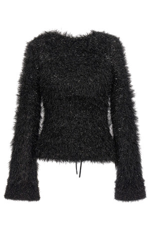 Cut-out lurex sweater Black