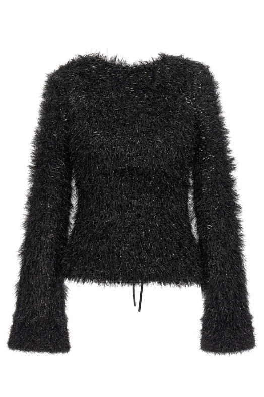 Cut-out lurex sweater Black