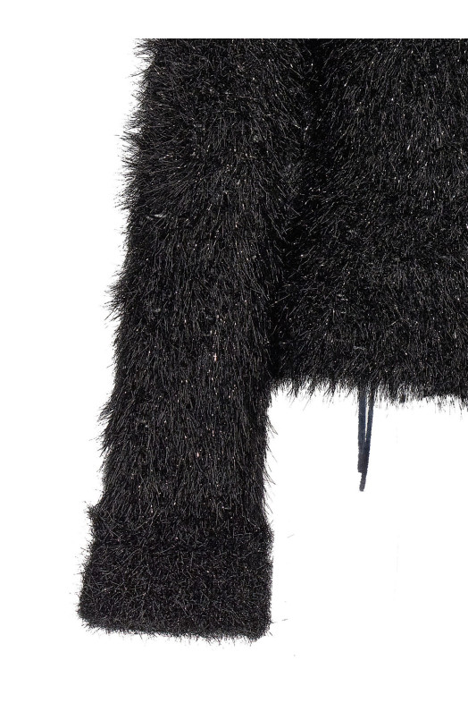 Cut-out lurex sweater Black