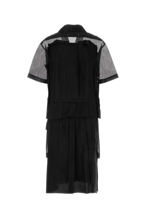 Черное платье-рубашка из сетки MAISON MARGIELA (S51DD0027MTJ020) Черное платье-рубашка из сетки MAISON MARGIELA (S51DD0027MTJ020)