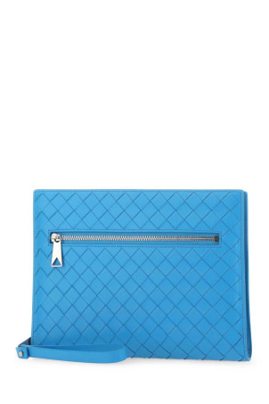 Light-blue leather small Intrecciato document case BOTTEGA VENETA (693675V2E41)