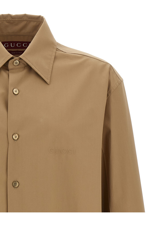 Сорочка з тисненням логотипу Бежевий GUCCI 823830Z7AMD2319 Сорочка з тисненням логотипу Бежевий GUCCI 823830Z7AMD2319
