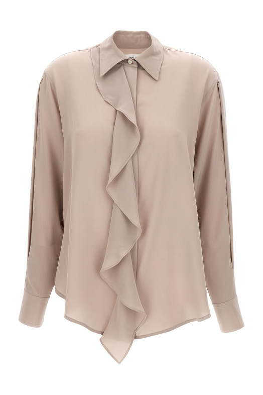 Блузка VICTORIA BECKHAM 'Asymmetric Ruffle' фиолетового цвета 1125WSH005505AHEATHER Блузка VICTORIA BECKHAM 'Asymmetric Ruffle' фиолетового цвета 1125WSH005505AHEATHER