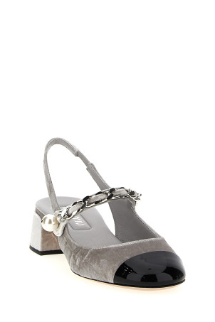 Velvet slingback Silver Velvet slingback Silver