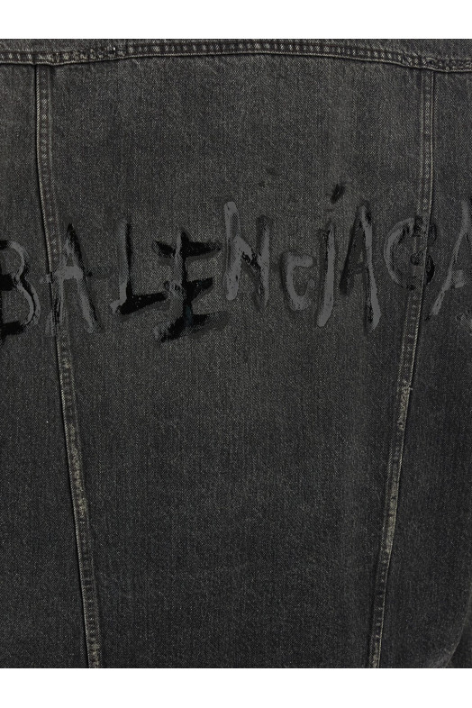 Джинсова куртка з ефектом потертості Сірий BALENCIAGA 681690TBP471205