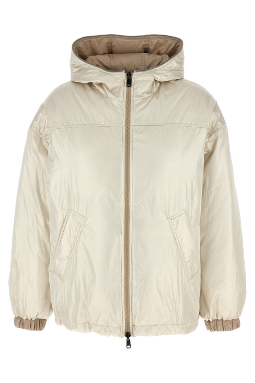 Laminated reversible down jacket Beige