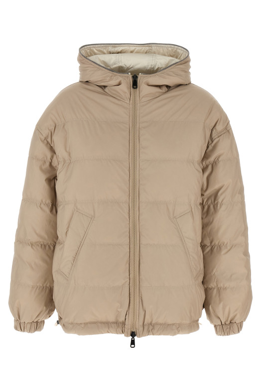 Laminated reversible down jacket Beige
