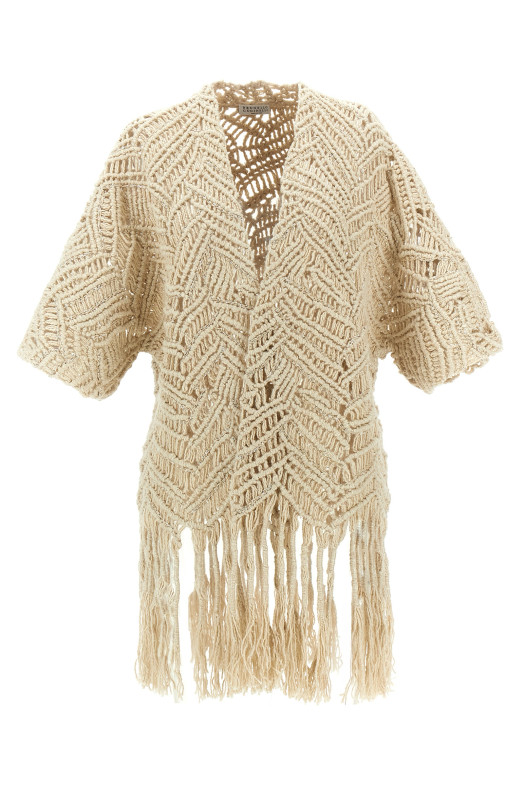 Кардиган BRUNELLO CUCINELLI 'OPERA Сліпуче макраме' Бежевий MCB653306CLY85