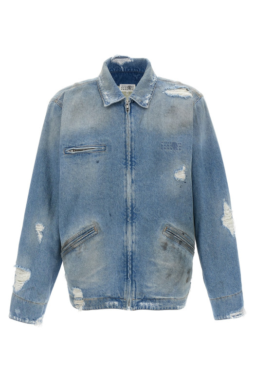 Джинсовая куртка с эффектом б/у Синий MM6 MAISON MARGIELA SH2AM0030M30018964 Джинсовая куртка с эффектом б/у Синий MM6 MAISON MARGIELA SH2AM0030M30018964