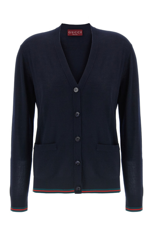 Синій павутинний кардиган GUCCI 818588XKENL4027
