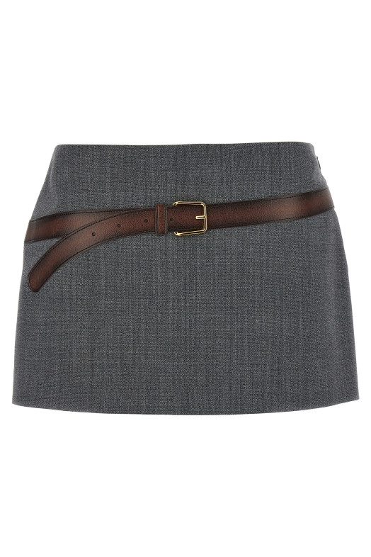 Спідниця з поясом Сіра PRADA P151WGSOOO16NOF0480 Спідниця з поясом Сіра PRADA P151WGSOOO16NOF0480