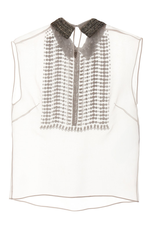 Шифоновий топ з бісером Сірий ALBERTA FERRETTI A020751410488 Шифоновий топ з бісером Сірий ALBERTA FERRETTI A020751410488