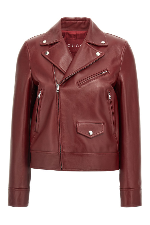 Шкіряна байкерська куртка Коричневий GUCCI 819314XN3366207 Шкіряна байкерська куртка Коричневий GUCCI 819314XN3366207