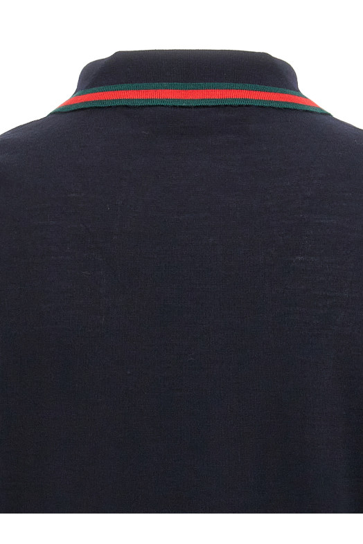 Рубашка-поло Web Ribbon синяя GUCCI 819225XKEJV4060 Рубашка-поло Web Ribbon синяя GUCCI 819225XKEJV4060