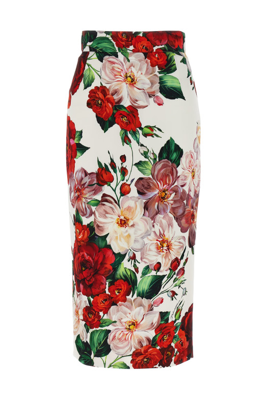 Floral longuette skirt White Floral longuette skirt White