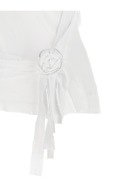 'Distressed Rose Rib' tank top White