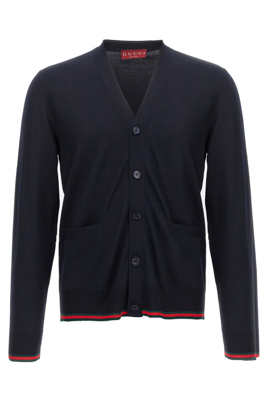 Web ribbon cardigan Blue