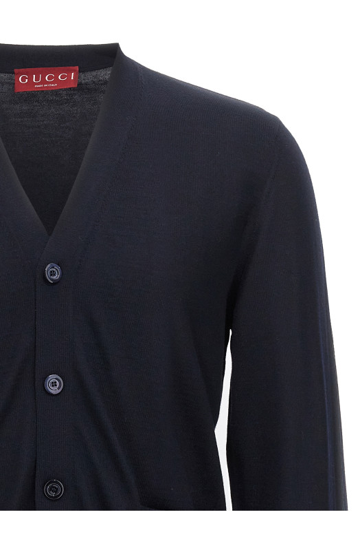 Web ribbon cardigan Blue