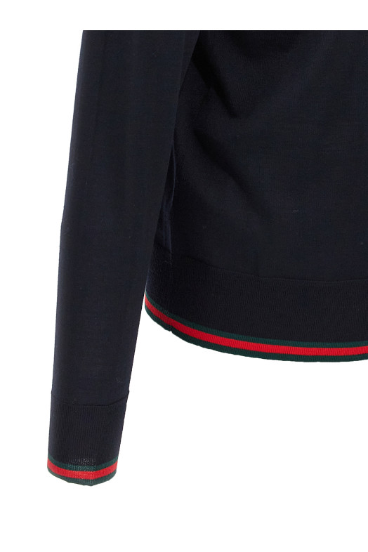 Web ribbon cardigan Blue