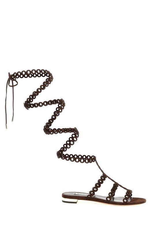 Сандалии AQUAZZURA 'Infinity Chain Gladiator' коричневые ICHFLAS1SUEESP