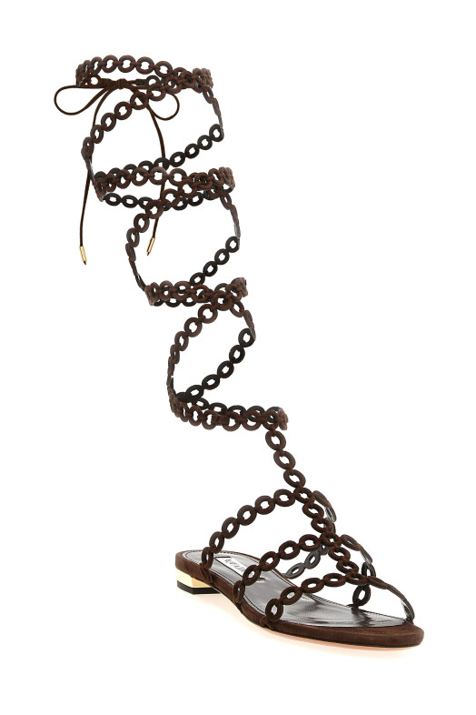 Сандалии AQUAZZURA 'Infinity Chain Gladiator' коричневые ICHFLAS1SUEESP