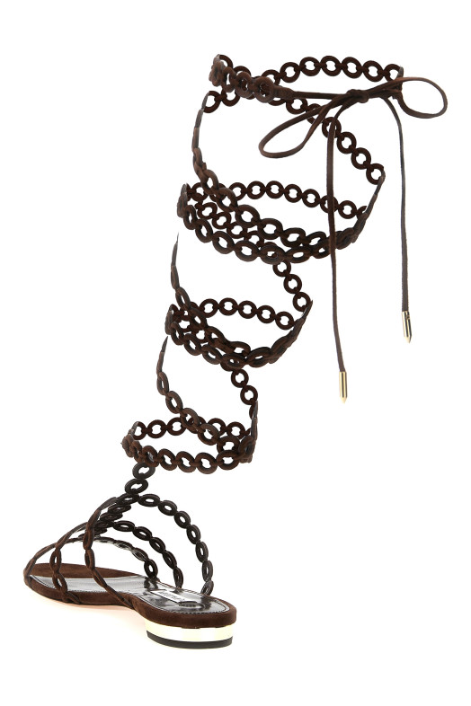 Сандалии AQUAZZURA 'Infinity Chain Gladiator' коричневые ICHFLAS1SUEESP
