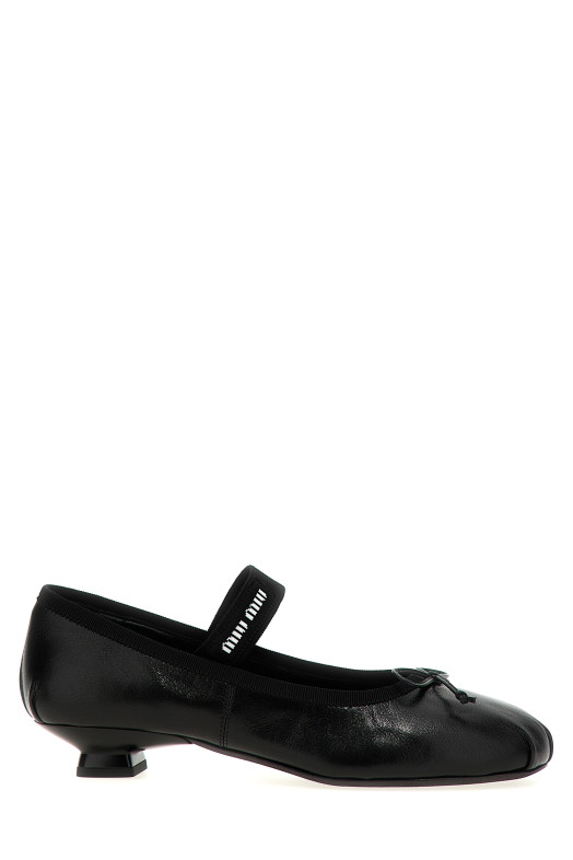Балетки с бантом и логотипом Черный MIU MIU 5I348EF025011F0002 Балетки с бантом и логотипом Черный MIU MIU 5I348EF025011F0002
