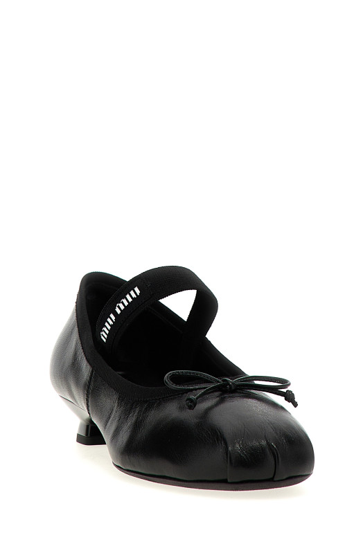 Балетки с бантом и логотипом Черный MIU MIU 5I348EF025011F0002 Балетки с бантом и логотипом Черный MIU MIU 5I348EF025011F0002