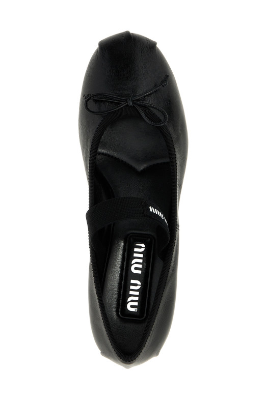 Балетки с бантом и логотипом Черный MIU MIU 5I348EF025011F0002 Балетки с бантом и логотипом Черный MIU MIU 5I348EF025011F0002