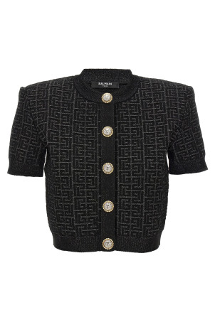 Укорочений кардиган BALMAIN 'Monogram' Чорний DF1SB215KG96EAC Укорочений кардиган BALMAIN 'Monogram' Чорний DF1SB215KG96EAC