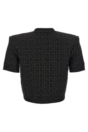 Укорочений кардиган BALMAIN 'Monogram' Чорний DF1SB215KG96EAC Укорочений кардиган BALMAIN 'Monogram' Чорний DF1SB215KG96EAC