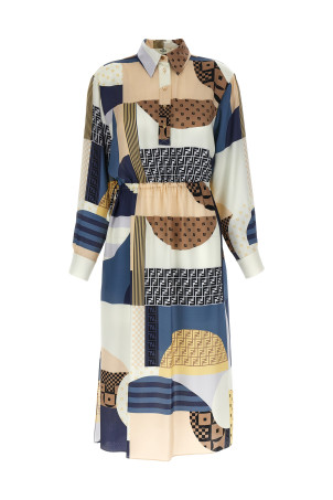 Patchwork silk dress Multicolor