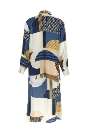 Patchwork silk dress Multicolor