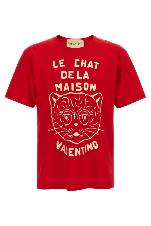 Футболка Valentino Garavani 'Le Chat de la Maison' красный V3MG16PB32BR3 Футболка Valentino Garavani 'Le Chat de la Maison' красный V3MG16PB32BR3