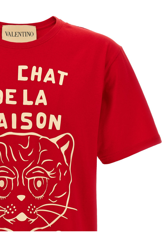 Футболка Valentino Garavani 'Le Chat de la Maison' красный V3MG16PB32BR3 Футболка Valentino Garavani 'Le Chat de la Maison' красный V3MG16PB32BR3