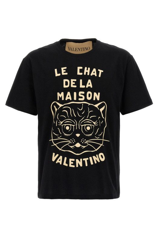 Valentino Garavani 'Le Chat de la Maison' T-shirt Black Valentino Garavani 'Le Chat de la Maison' T-shirt Black
