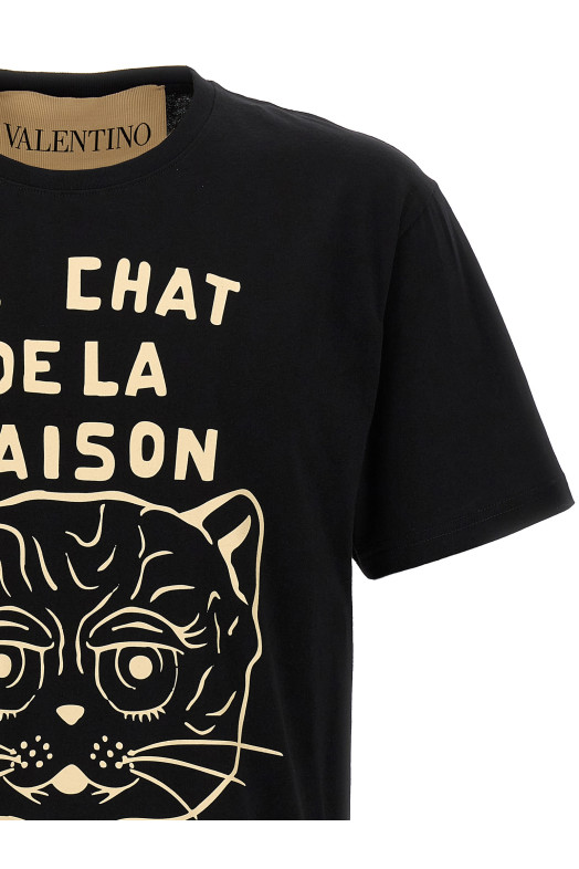Valentino Garavani 'Le Chat de la Maison' T-shirt Black Valentino Garavani 'Le Chat de la Maison' T-shirt Black