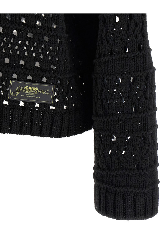 Свитер с V-образным вырезом GANNI 'Black Crochet' Черный K2543099 Свитер с V-образным вырезом GANNI 'Black Crochet' Черный K2543099