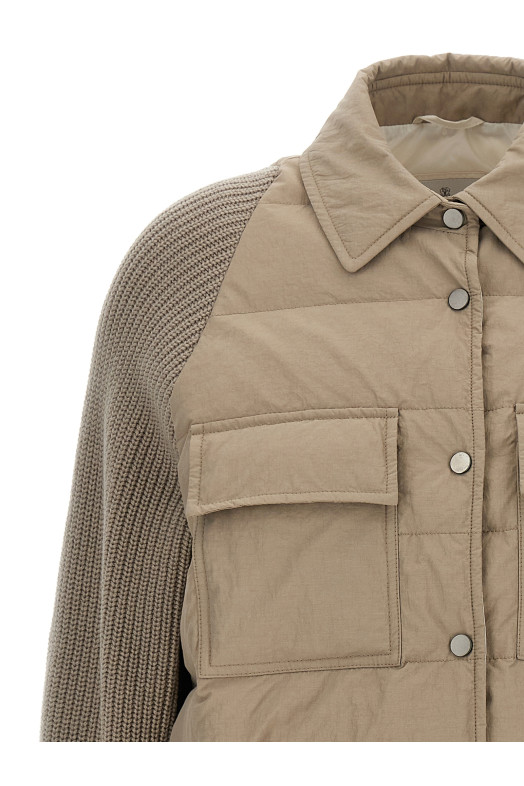 Пуховик з двох матеріалів з блискучим клапаном Бежевий MD5997695PC9123 Пуховик з двох матеріалів з блискучим клапаном Бежевий MD5997695PC9123