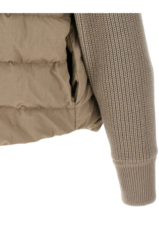 Пуховик з двох матеріалів з блискучим клапаном Бежевий MD5997695PC9123 Пуховик з двох матеріалів з блискучим клапаном Бежевий MD5997695PC9123