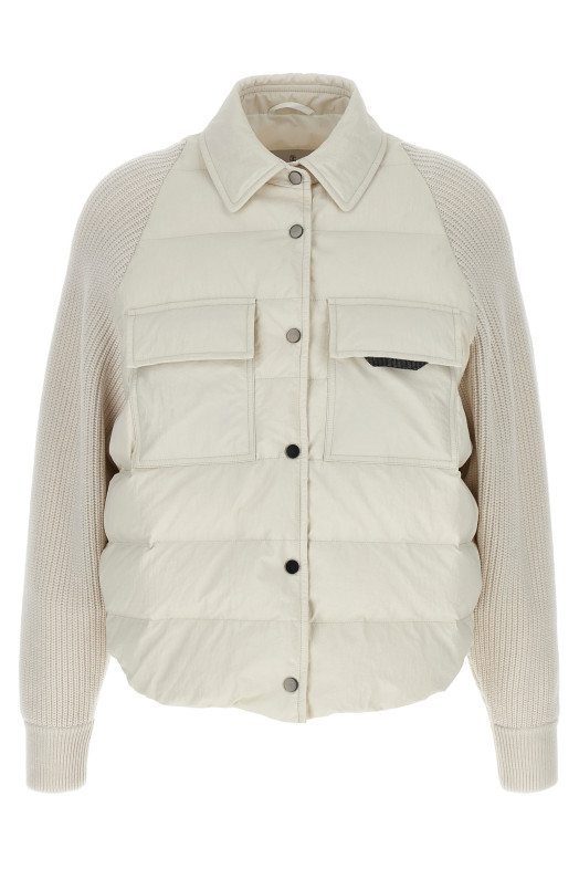 Пуховик з двох матеріалів з блискучим клапаном Білий MD5997695PC1709 Пуховик з двох матеріалів з блискучим клапаном Білий MD5997695PC1709