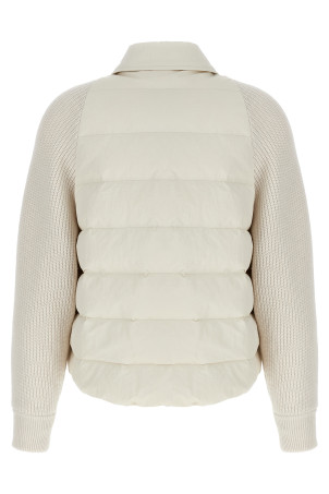 Пуховик из двух материалов BRUNELLO CUCINELLI 'Shiny Flap Detail' Белый MD5997695PC1709 Пуховик из двух материалов BRUNELLO CUCINELLI 'Shiny Flap Detail' Белый MD5997695PC1709