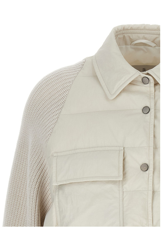 Пуховик з двох матеріалів з блискучим клапаном Білий MD5997695PC1709 Пуховик з двох матеріалів з блискучим клапаном Білий MD5997695PC1709