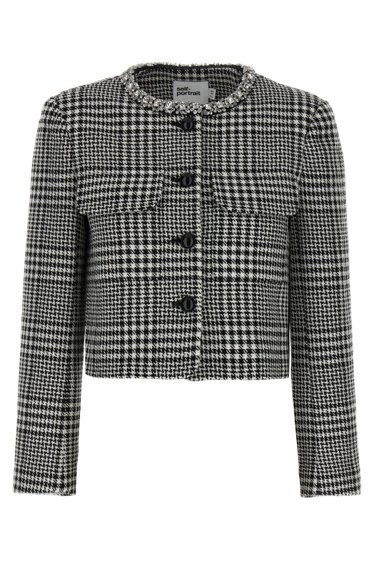 'Houndstooth Crystal Trim' blazer Black-grey 'Houndstooth Crystal Trim' blazer Black-grey