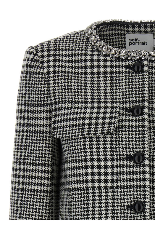 'Houndstooth Crystal Trim' blazer Black-grey 'Houndstooth Crystal Trim' blazer Black-grey