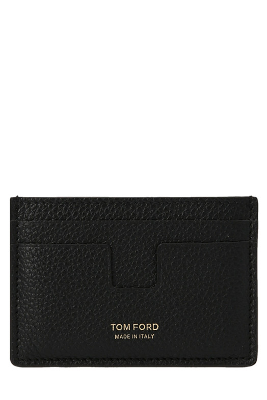 Logo leather card holder Black